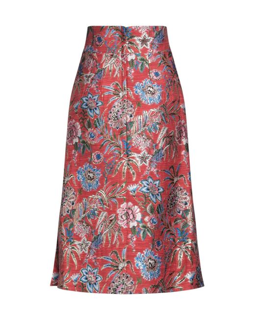 Dolce & Gabbana Red Floralpattern Aline Skirt