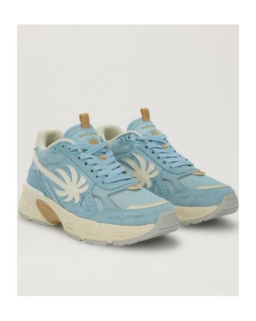 Palm Angels Blue The Palm Runner Leather Sneakers for men