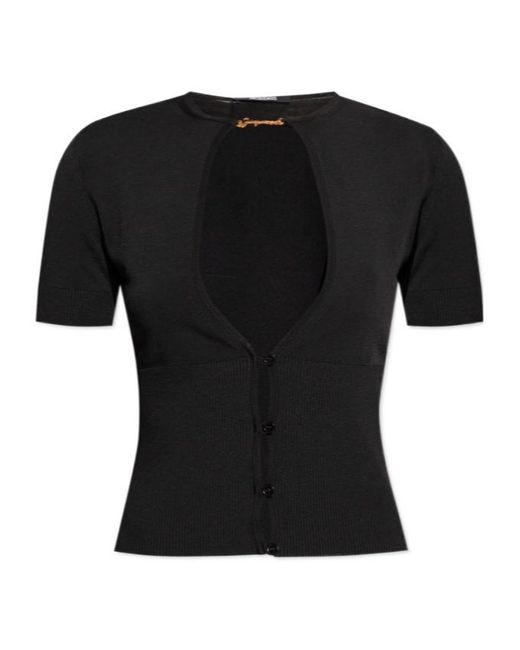 Jacquemus Black Le Haut Pralù Cropped Knitted Top