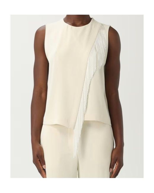 Kaos Natural Fringe-Detail Sleeveless Top