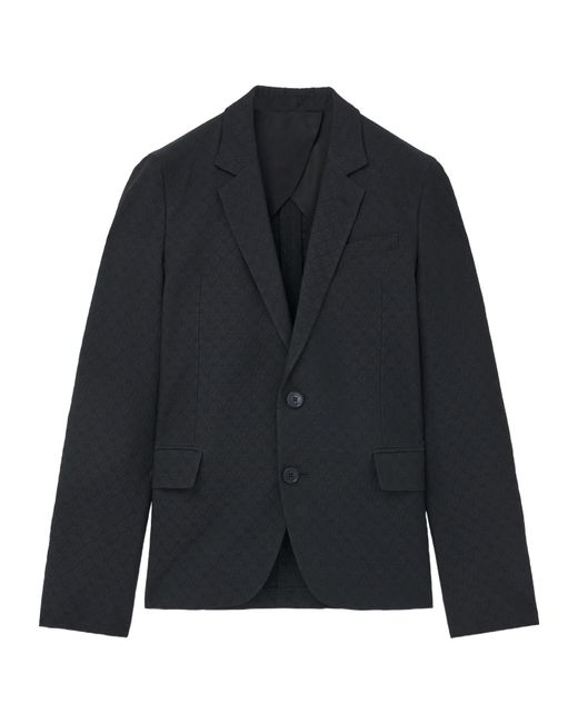 McQueen Blue Skull Jacquard Single Breasted Blazer for men