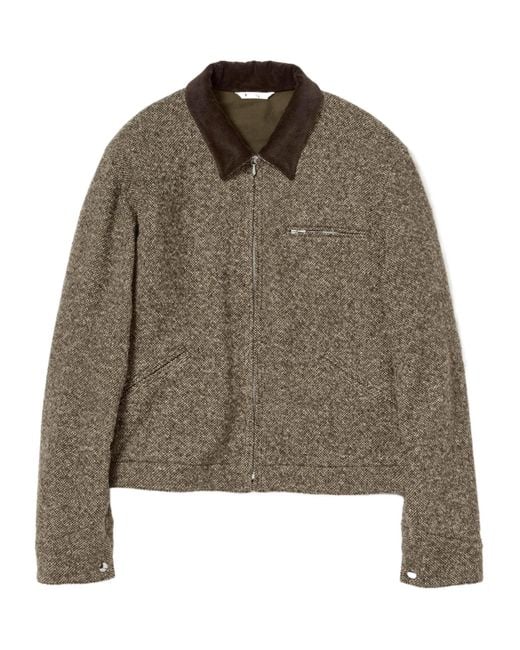 AURALEE Tweed Zip Blouson in Brown for Men | Lyst