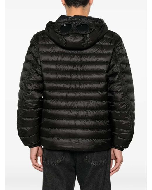 C P Company Black Goggle-Detail Padded Jacket for men