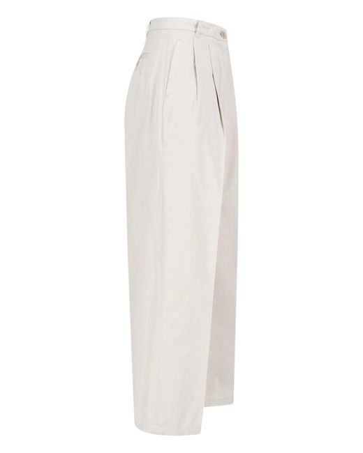 Aspesi White Pleated Straight-Leg Pants