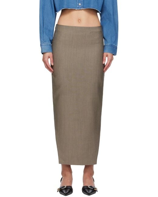 Givenchy Gray High-Low Hem Wool Skirt