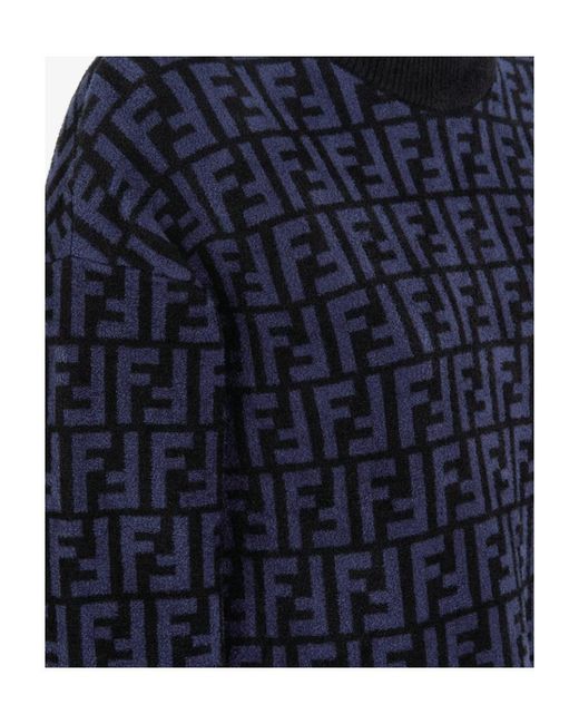 Fendi Blue Ff Velvet Jumper
