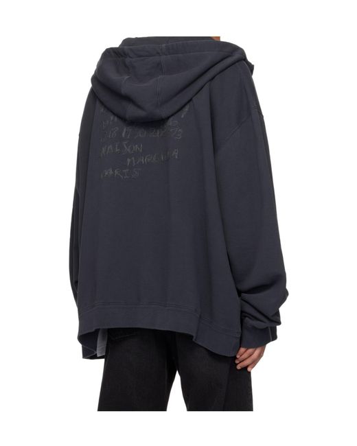 Maison Margiela Blue Oversized Zip-Up Hoodie for men