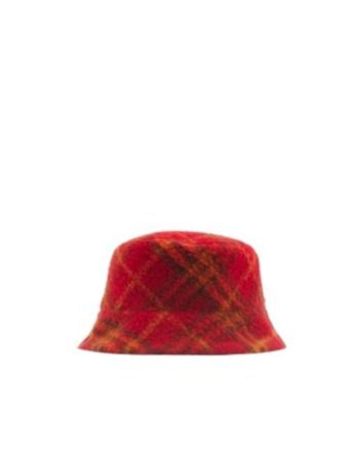 Burberry Red Reversible Check Fleece Hat for men