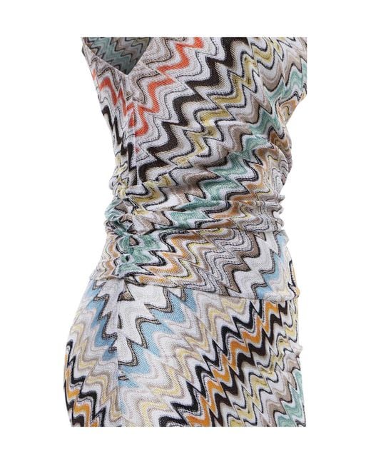 Missoni White Zigzag-Printed One-Shoulder Dress