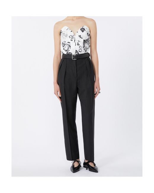 Max Mara White Printed Silk Corset Top