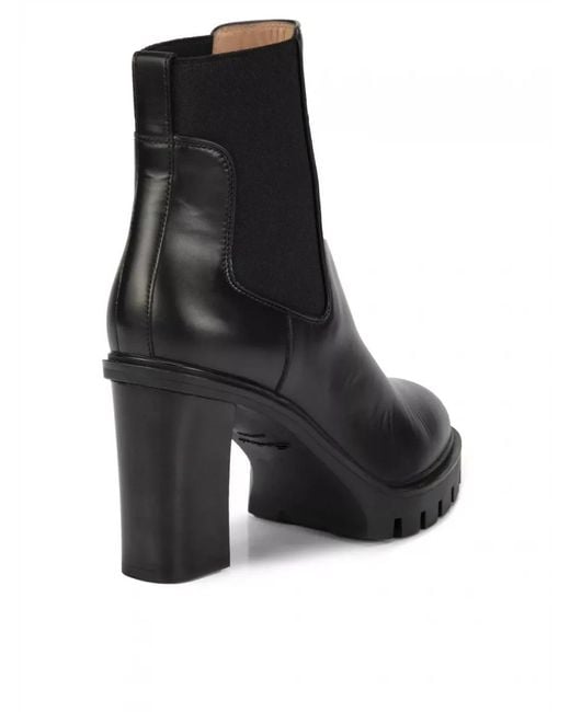 Santoni Black Round-Toed Ankle Boots