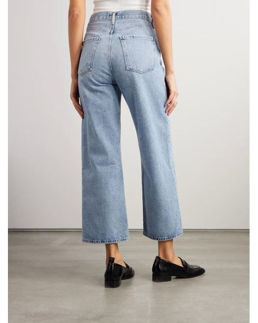 Agolde Blue High-Waist Wide-Leg Denim Trousers