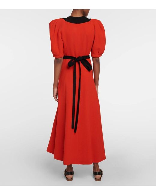 Gabriela Hearst Red Luz Wool Crepe Mid-Length Dress