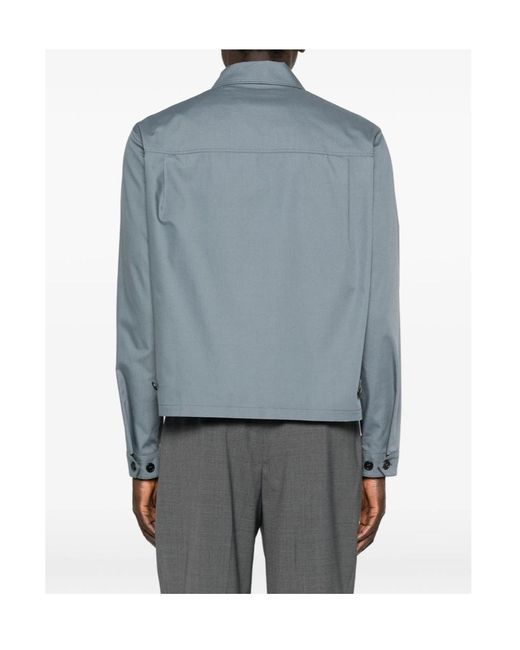 Prada Blue Technical Cotton Zipper Blouson Jacket for men