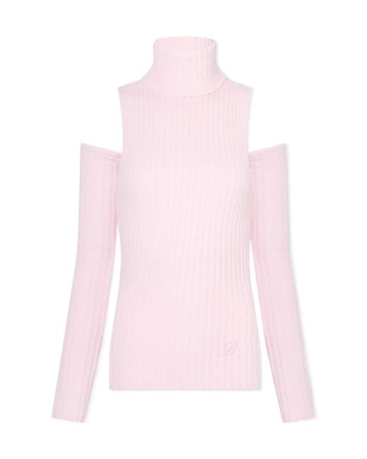 Blumarine Pink Ribbed-Knit Top