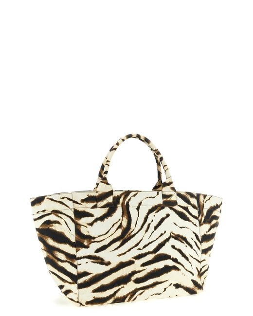 Ganni Metallic Zebra Printed Xxl Tote Bag