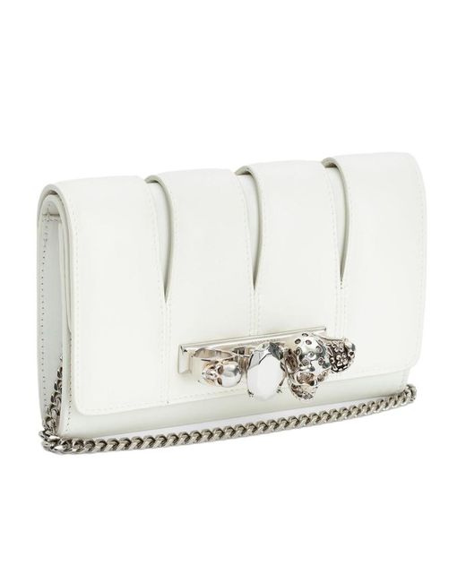 McQueen White The Slush Chained Clutch Bag