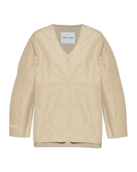 Samsøe & Samsøe Natural Quilted Long-Sleeved Casual Jacket