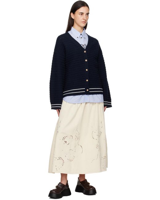 Ganni Blue Button-Detail V-Nneck Jumper