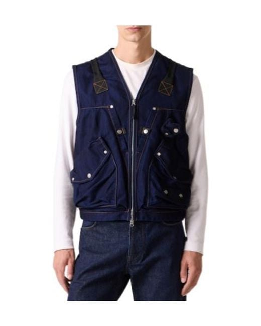 Stone Island Blue Denim Cargo Vest for men