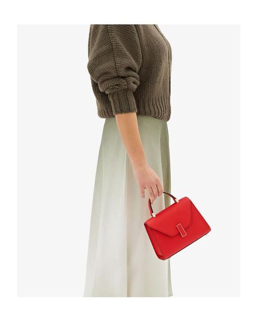 Valextra Red Iside Foldover Micro Crossbody Bag