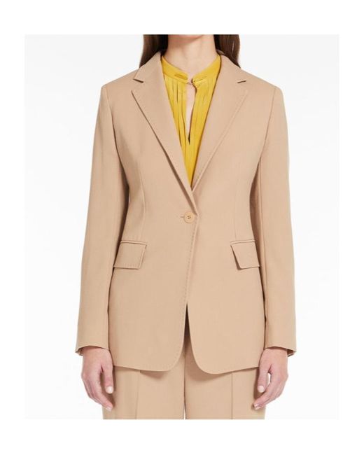 Max Mara Natural Single-Breasted Wool Blazer