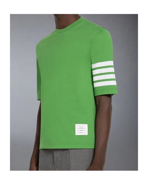 Thom Browne Green 4-Bar Round-Neck T-Shirt for men