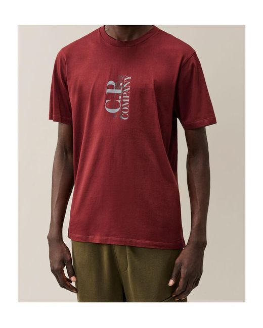 C P Company Red Short-Sleeved T-Shirt for men