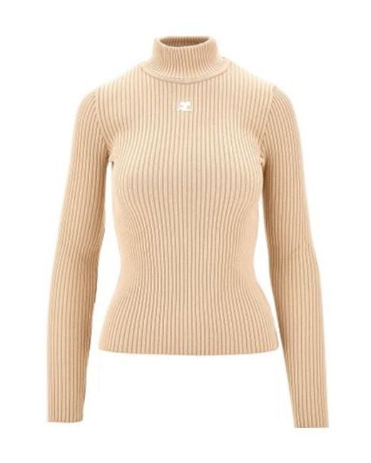 Courreges Natural Courrèges High Neck Knitted Jumper