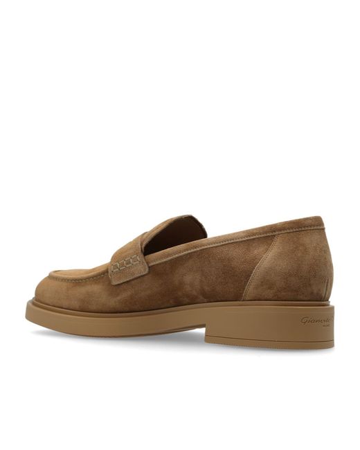 Gianvito Rossi Brown Harris Round-Toe Loafers for men