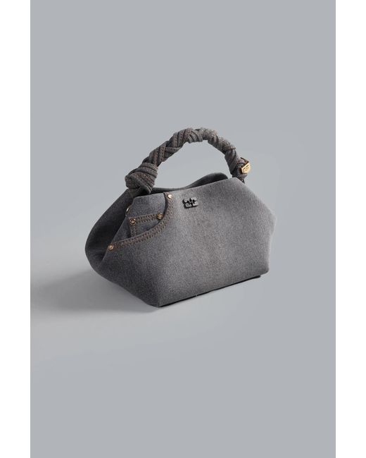 Ganni Gray Small Bou Tote Bag