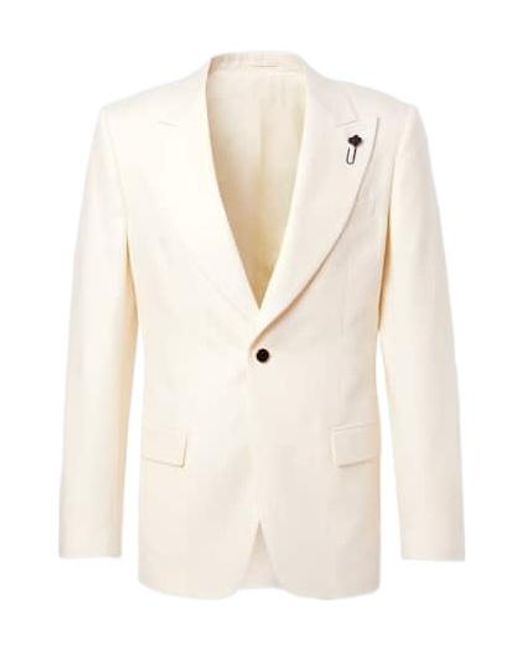 Lardini White Single-Breasted Virgin Wool Blazer for men
