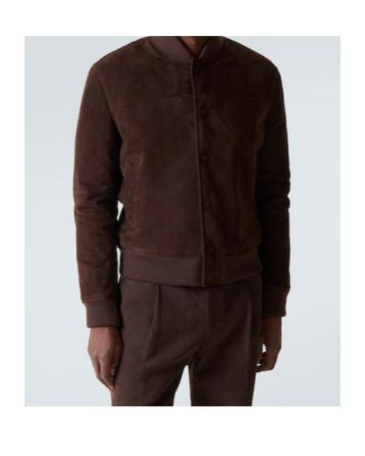 Gabriela Hearst Brown Suede Bomber Jacket for men