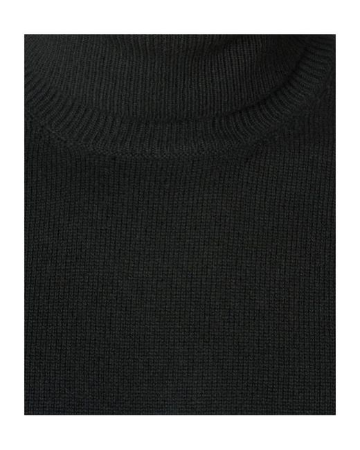 Malo Black Luxury Cashmere Turtleneck Sweater for men