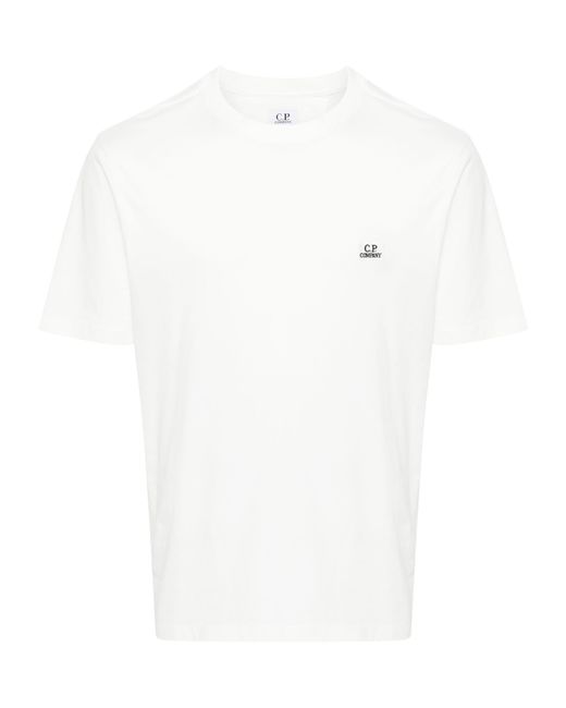 C P Company White Logo Patch Crewneck T-Shirt for men