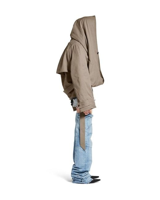 Balenciaga Brown Flipped Hooded Trench Coat