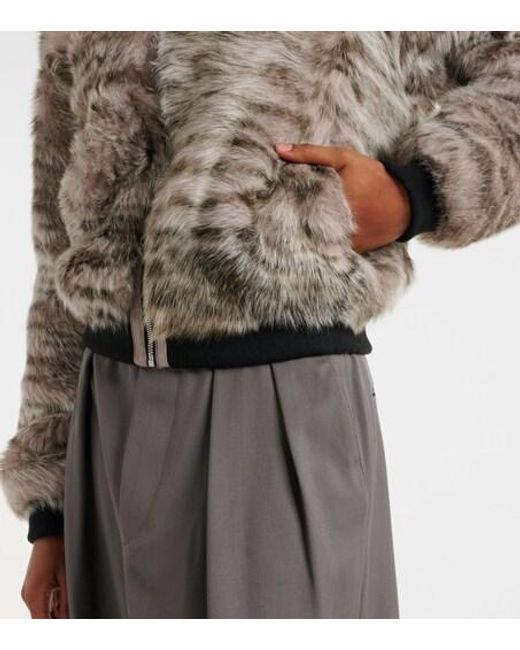 Dodo Bar Or Gray Nia Zebra-Print Shearling Bomber Jacket