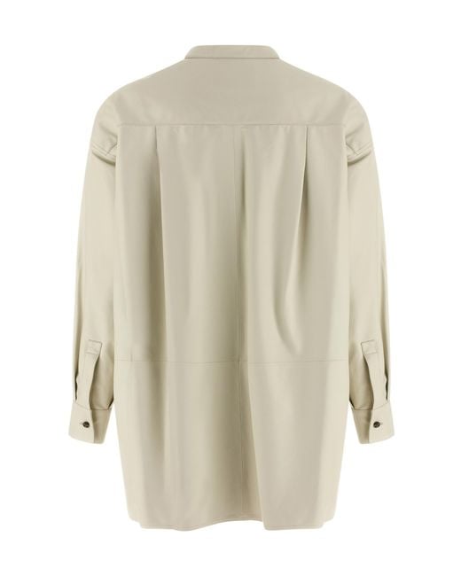 Yves Salomon White Oversized Leather Shirt