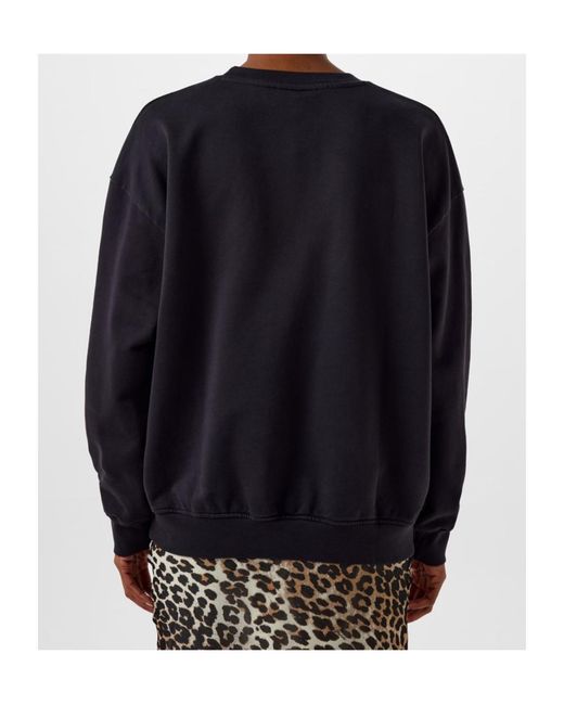 Ganni Black Crew Neck Sweatshirt