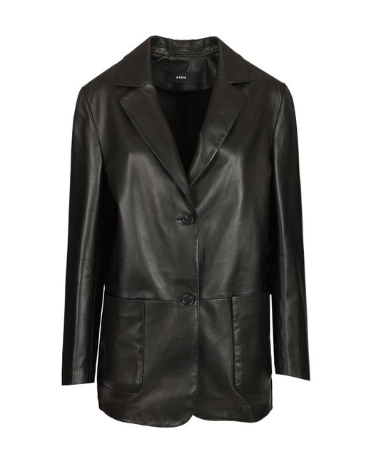 Arma Black Ohann Single-Breasted Leather Blazer