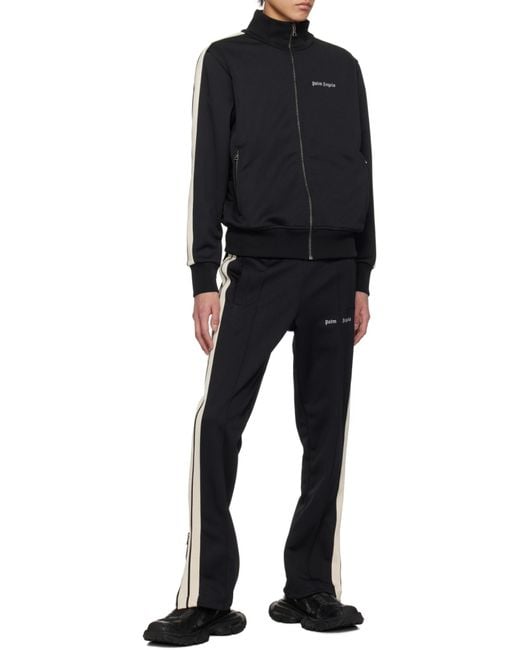 Palm Angels Black Classic Logo-Print Track Bomber Jacket for men