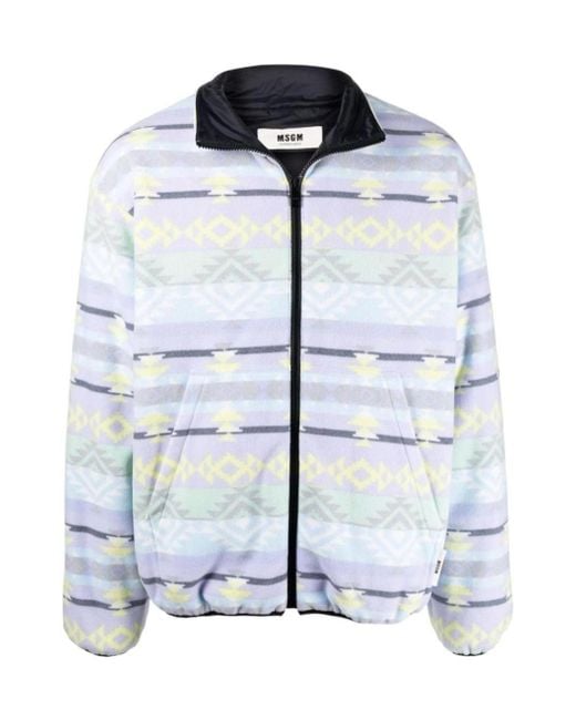 MSGM Blue Abstract Pattern Printed Jacket for men