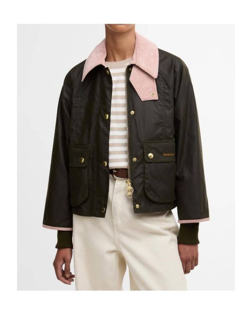 Barbour Black Cropped Beadnell Waxed Jacket