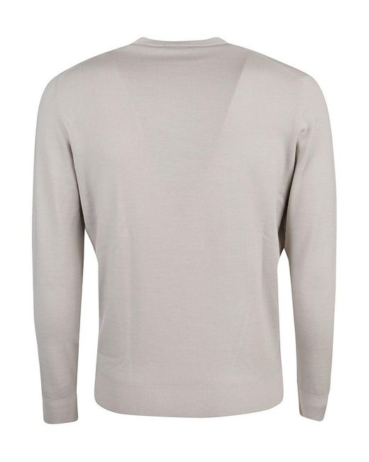 Drumohr Gray Long Sleeved Crewneck Knitted Jumper for men