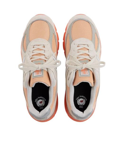 New Balance Gray 990V4 Lace-Up Sneakers for men