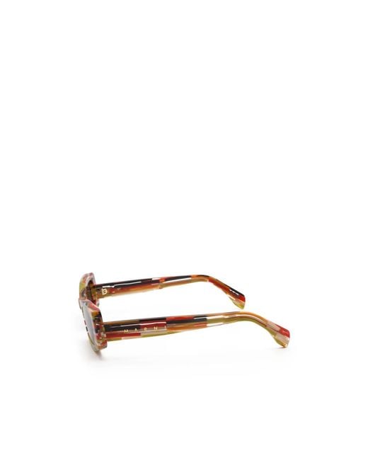 Marni White Geometric Frame Sunglasses for men