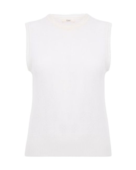 Chloé White Sleeveless Sweater