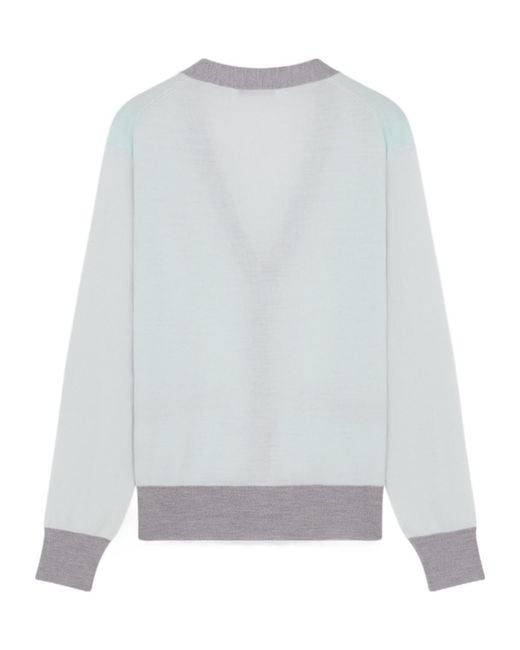 Maison Kitsuné Blue Maison Kitsuné Baby Fox Patch Color Block Knit Cardigan