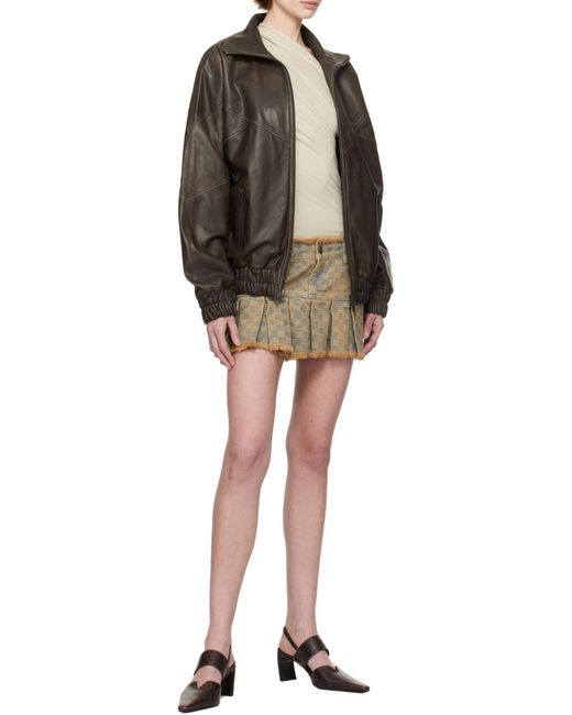 M I S B H V Black Monogram-Jacquard Denim Miniskirt