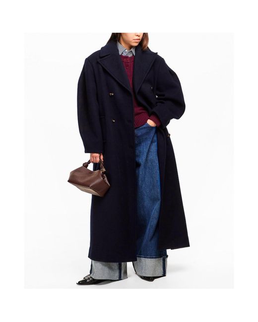 Ganni Blue Versatile Wool Coat